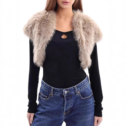 Damen Flauschige Kunstpelzweste im offenen Design Merchesia