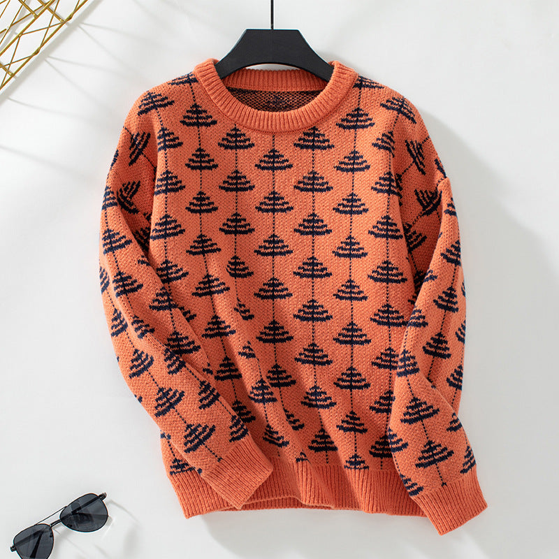 Damen Strickpullover mit verspieltem Baumdesign und weichem Material Merchesia