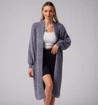 Damen Kuscheliger Strickmantel mit seitlichen Schlitzen und weitem Schnitt Merchesia