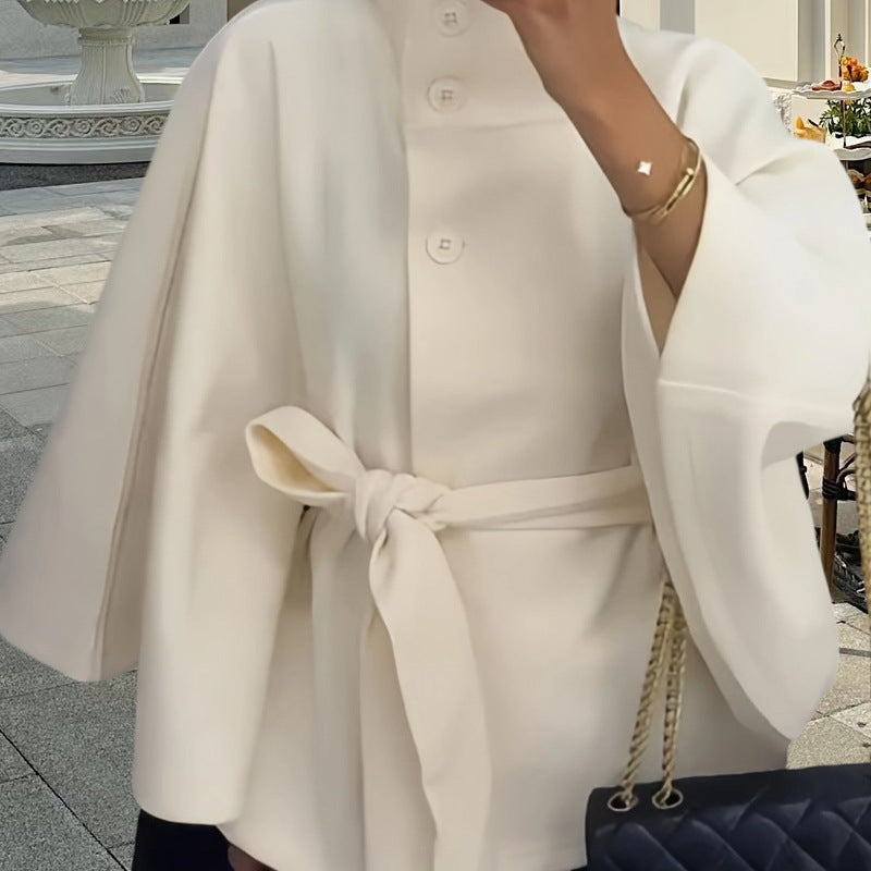 Damen elegante Wickeljacke mit Taillengürtel Merchesia