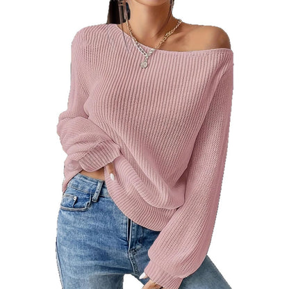 Damen lässiger Pullover mit asymmetrischem Schnitt und überschnittenen Schultern Merchesia