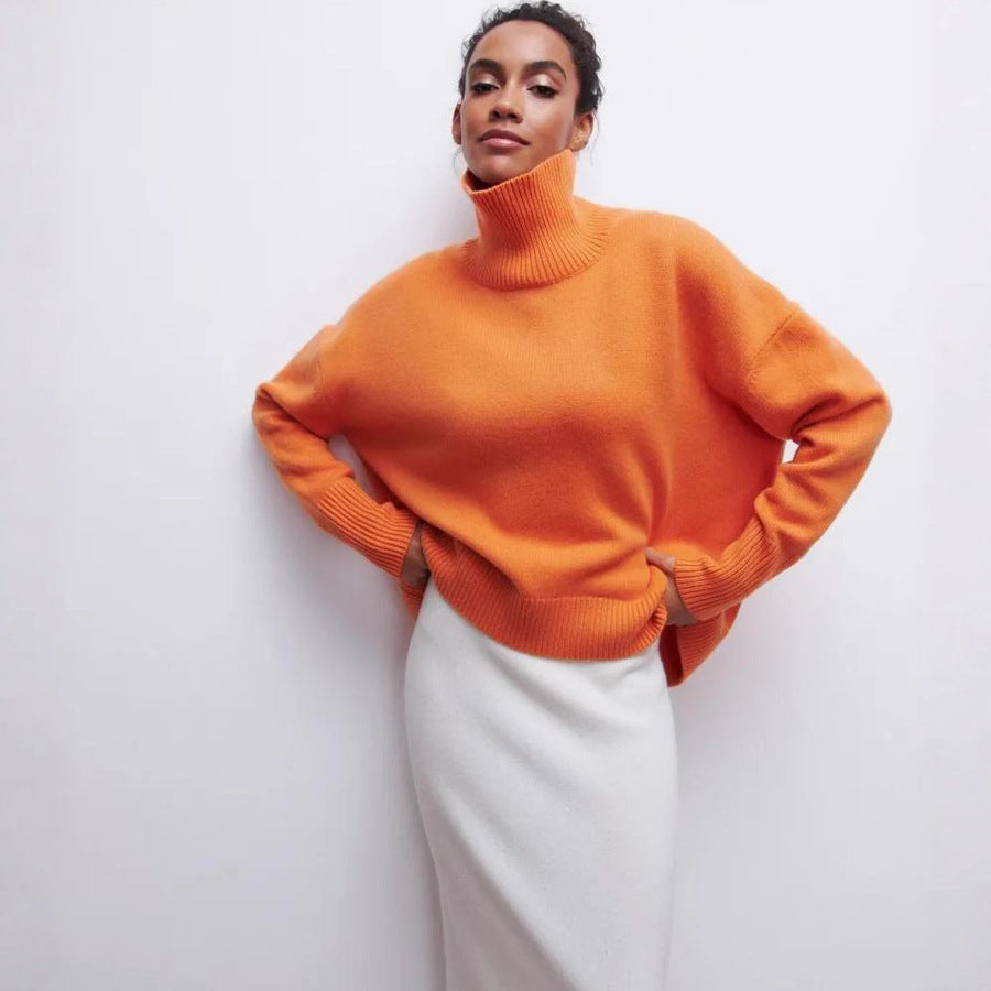 Damen Oversized Rollkragenpullover aus weichem Strick Merchesia