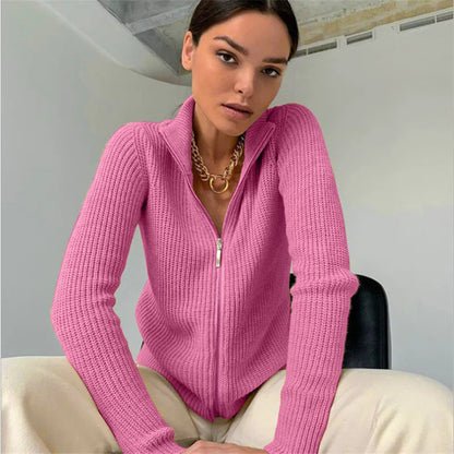 Damen Strickjacke mit hohem Kragen Merchesia