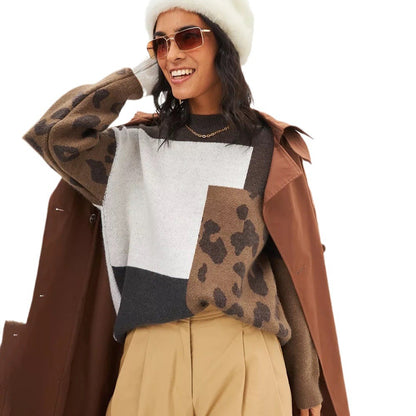 Damen Modischer Pullover mit graphischem Muster und angeschnittenen Ärmeln Merchesia