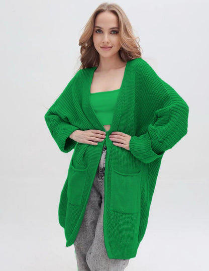 Damen Grobstrickcardigan mit großzügigen Taschen und lässigem Schnitt Merchesia