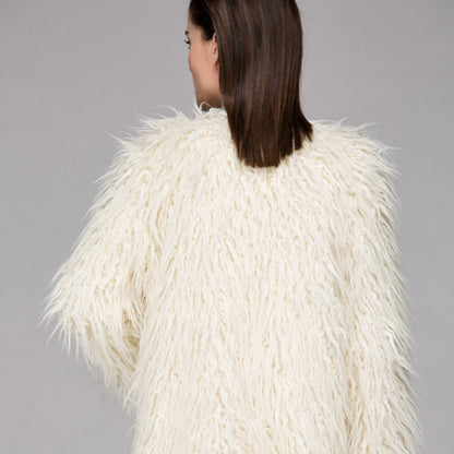Damen Flauschiger Kunstpelzüberwurf mit großzügigem Schnitt und eleganten Ärmeln Merchesia