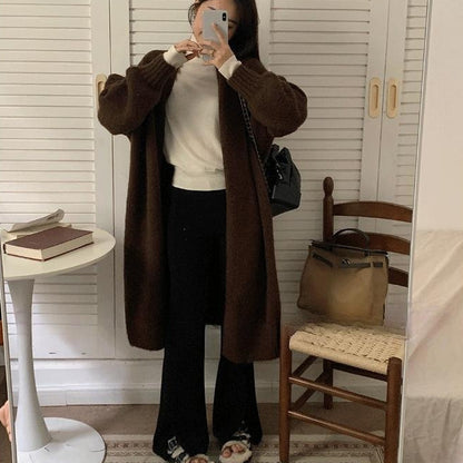 Damen Kuscheliger Strickcardigan mit lässigem Schnitt und weitem Kragen Merchesia