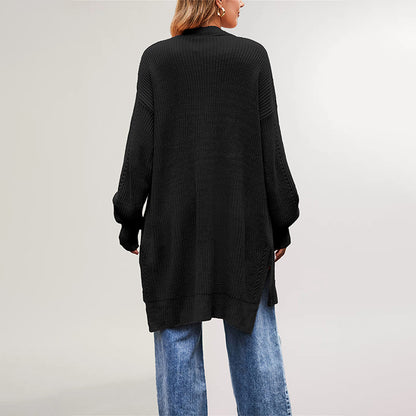 Damen lässige Strickjacke mit offenem Design und weiten Ärmeln Merchesia