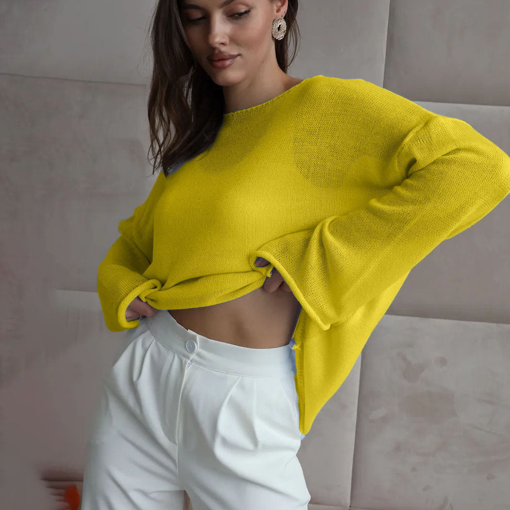 Damen Luftiger Strickpullover mit weitem Schnitt und lässigem Look Merchesia