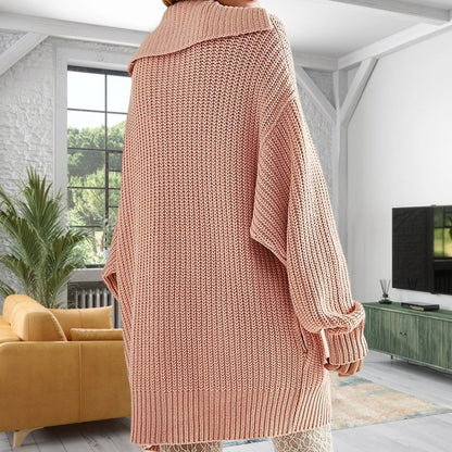 Damen oversized Strickjacke mit offener Front und praktischen Taschen Merchesia