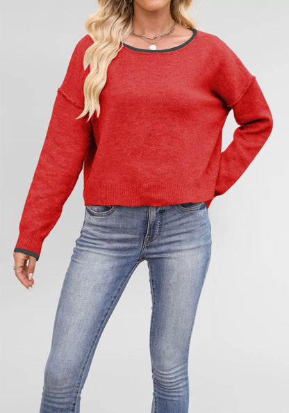Damen lässiger Pullover mit weitem Schnitt und sanften Texturen Merchesia