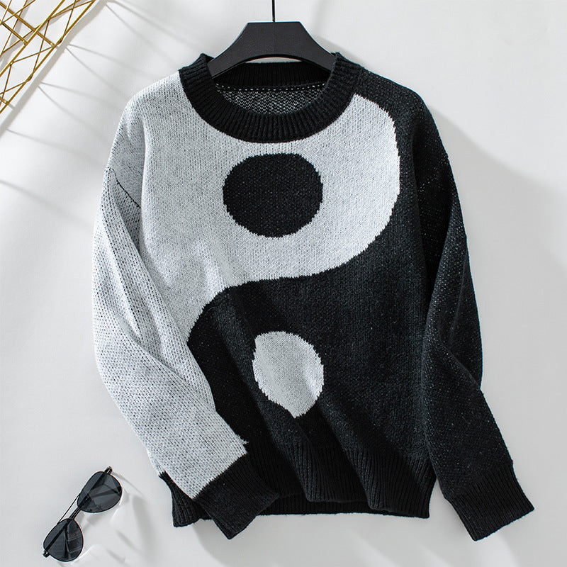 Damen modischer Pullover mit Yin-Yang-Motiv Merchesia