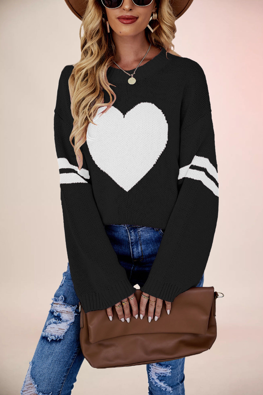 Damen Herz-Muster Pullover Merchesia