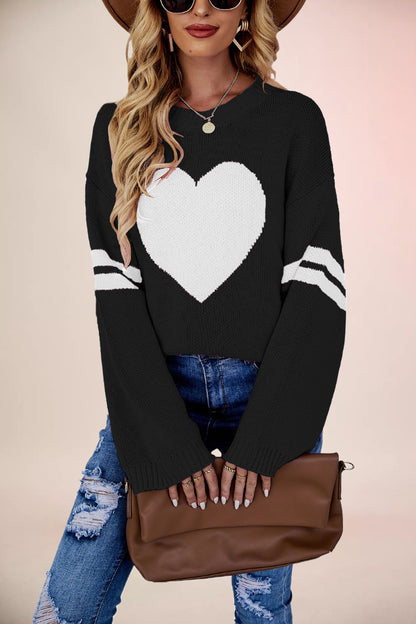 Damen Herz-Muster Pullover Merchesia