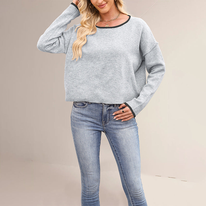 Damen lässiger Pullover mit weitem Schnitt und sanften Texturen Merchesia