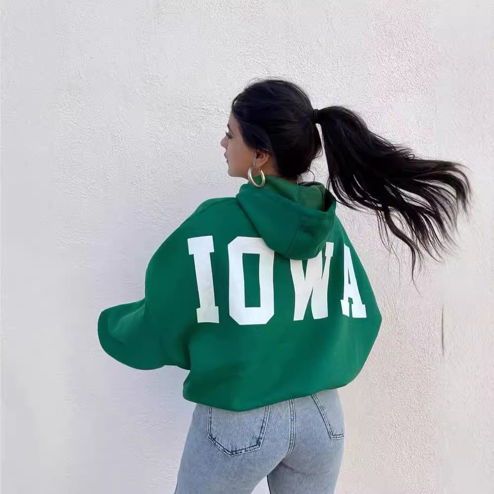 Damen Oversized Kapuzenpullover mit auffälligem Schriftzug Merchesia