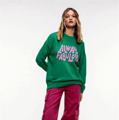 Damen Klassischer Pullover mit Statement-Design und lockerer Passform Merchesia