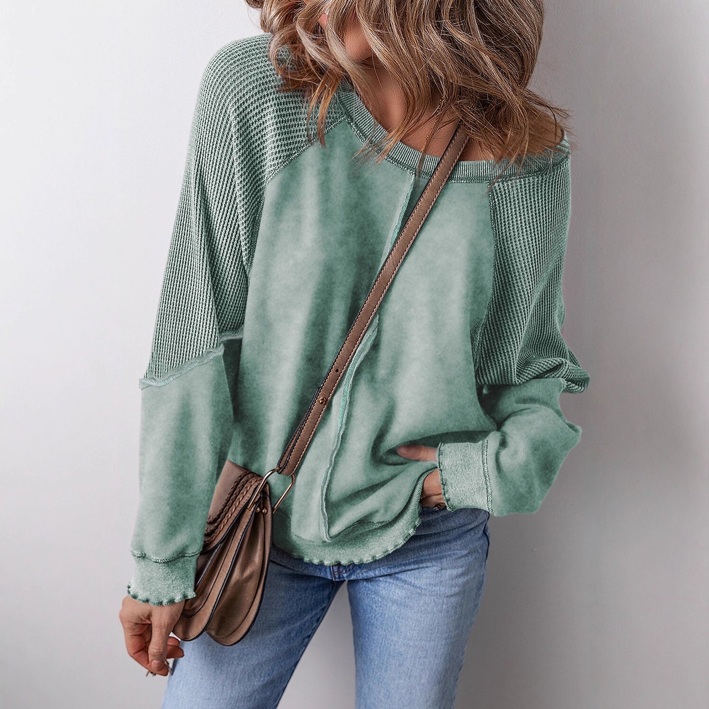 Damen lässiger Oversized-Pullover mit strukturiertem Material und weitem Schnitt Merchesia