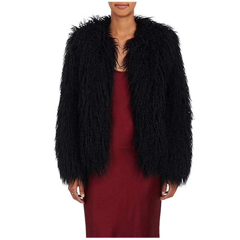 Damen Flauschige Kunstpelzjacke mit voluminösen Ärmeln Merchesia