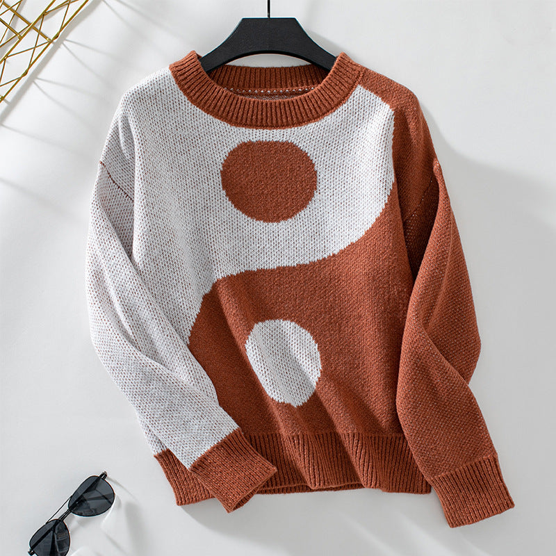 Damen modischer Pullover mit Yin-Yang-Motiv Merchesia