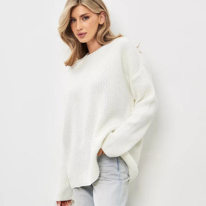 Damen Oversized Pullover mit strukturiertem Strick und weitem Schnitt Merchesia
