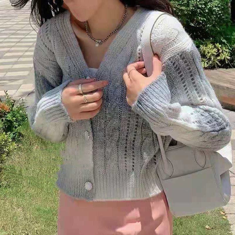 Damen kuschelige Strickjacke mit voluminösen Ärmeln und einzigartigem Zopfmuster Merchesia