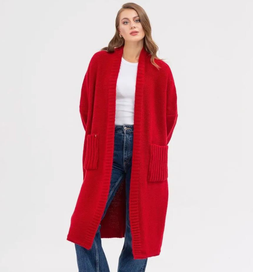 Damen Gemütlicher Strickmantel mit großen Taschen und oversized Schnitt Merchesia