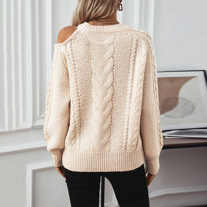 Damen Grobstrickpullover mit eleganter Struktur und modischen Puffärmeln Merchesia