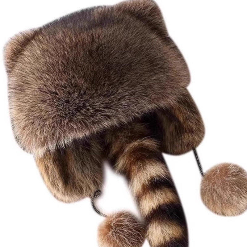 Damen Modische Fellmütze mit Ohrenschutz und Bommeln Merchesia