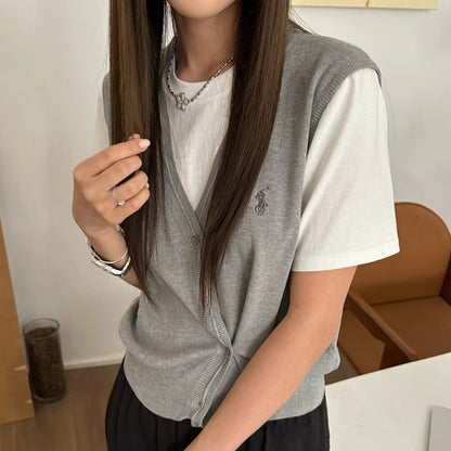 Damen Strickweste mit V-Ausschnitt Merchesia