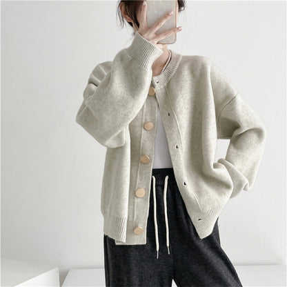 Damen Gemütlicher Strickcardigan mit Knopfdetails und lässigem Schnitt Merchesia