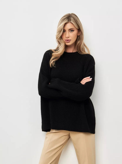 Damen Oversized Pullover mit strukturiertem Strick und weitem Schnitt Merchesia