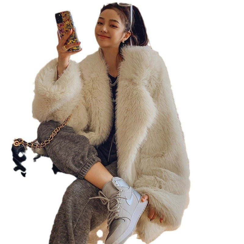 Damen Flauschige Kunstpelzjacke mit weiter Silhouette Merchesia