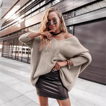 Damen Oversized Strickpullover mit asymmetrischem Design und lässigem Schnitt Merchesia