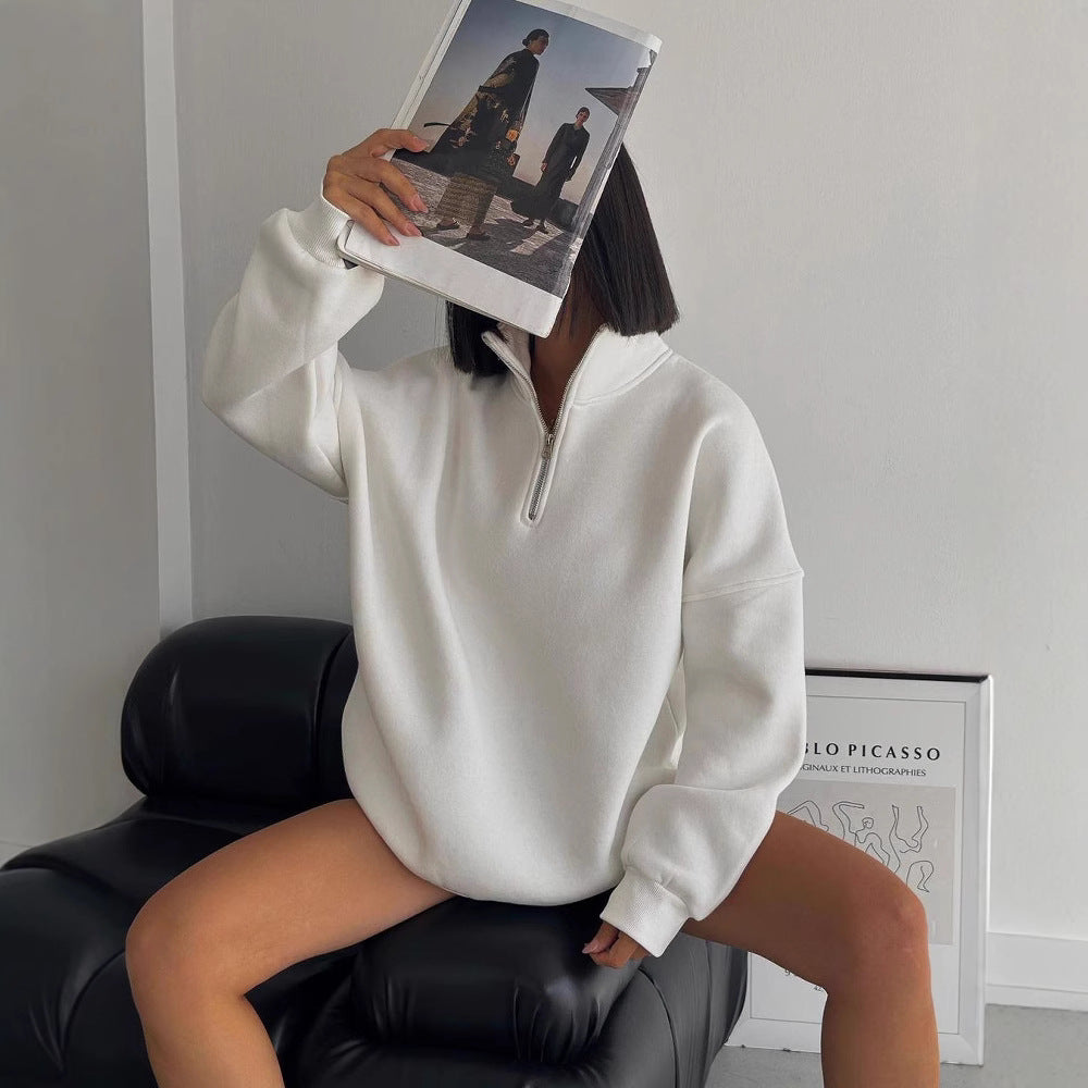 Damen Sweatshirt mit hohem Kragen und Reißverschluss Merchesia