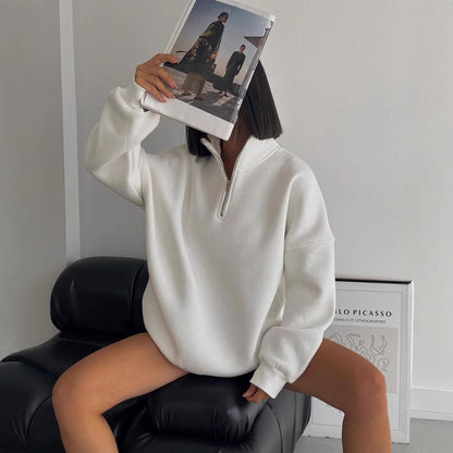 Damen Sweatshirt mit hohem Kragen und Reißverschluss Merchesia