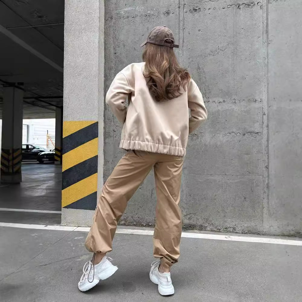 Damen lässige Collegejacke mit Knopfverschluss und Taschen Merchesia