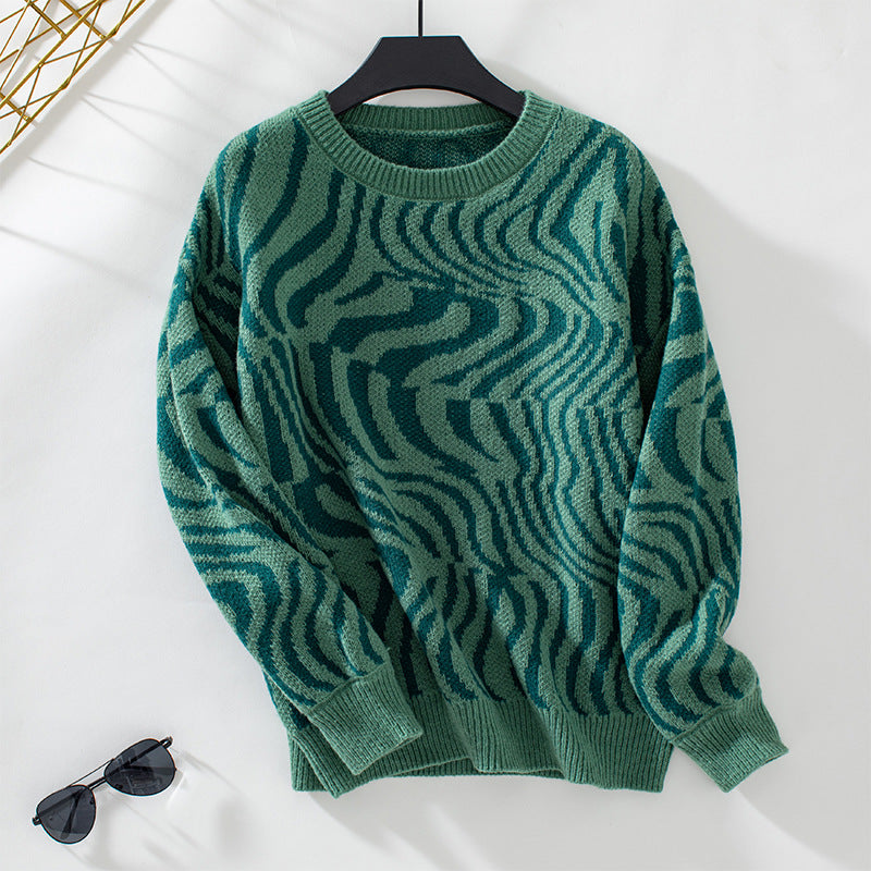 Damen modischer Strickpullover mit einzigartigem Wellenmuster Merchesia