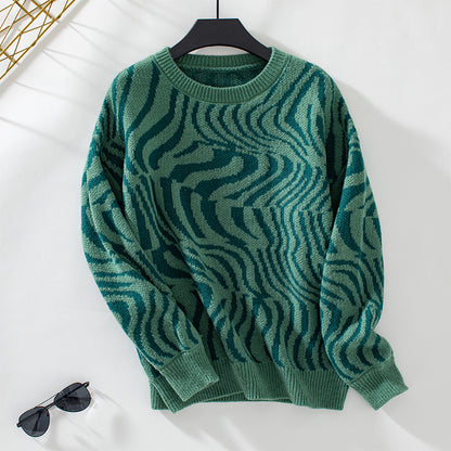 Damen modischer Strickpullover mit einzigartigem Wellenmuster Merchesia
