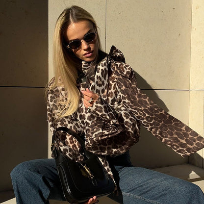 Damen Oversized Bluse mit einzigartigem Leopardenmuster Merchesia