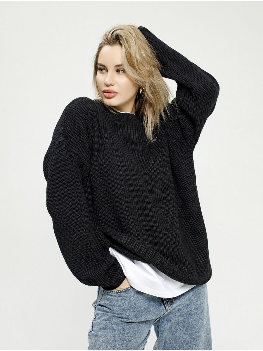 Damen Großer, lässiger Strickpullover mit strukturiertem Muster Merchesia