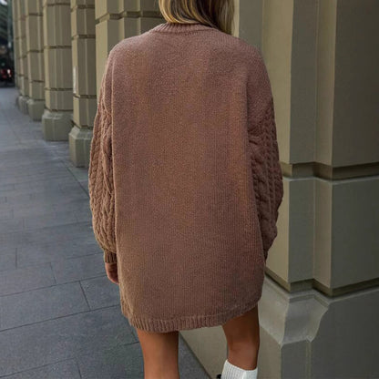 Damen Strickkleid mit Kabelmuster und lockerer Passform Merchesia