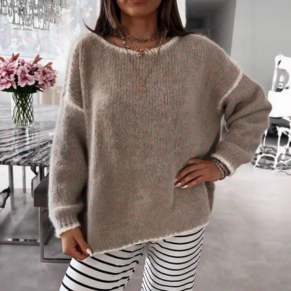 Damen Übergroßer Strickpullover mit luftigen Ärmeln Merchesia