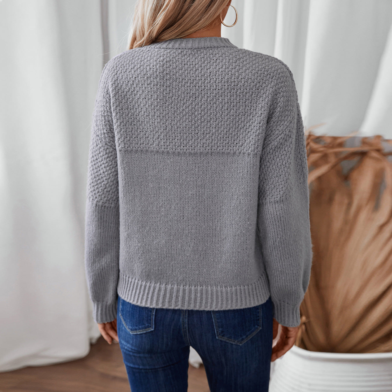 Damen modischer Strickpullover mit strukturiertem Design und lässigem Schnitt Merchesia