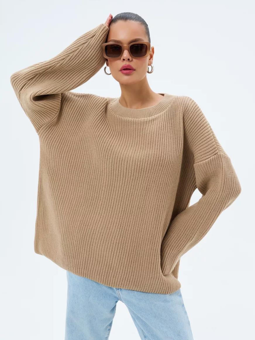 Damen Oversized Strickpullover mit strukturiertem Design und lässigem Schnitt Merchesia