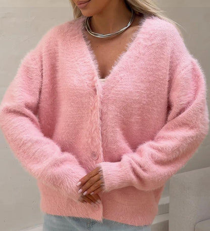 Damen Kuscheliger Strick-Cardigan mit Knopfleiste und feiner Textur Merchesia