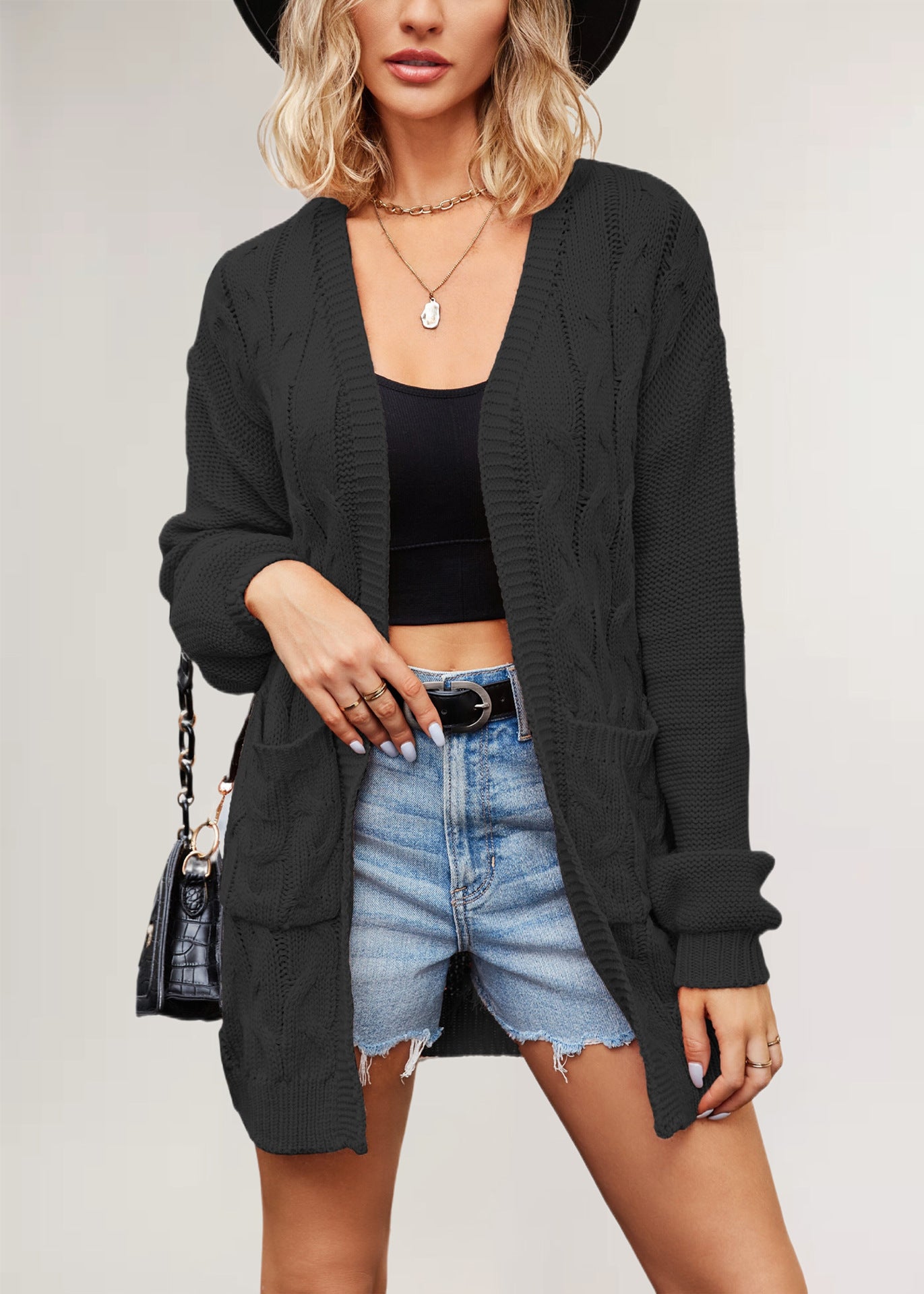 Damen Strickjacke mit Kabelmuster Merchesia