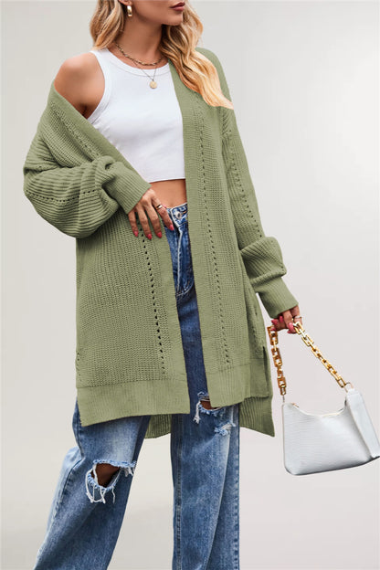 Damen lässige Strickjacke mit offenem Design und weiten Ärmeln Merchesia