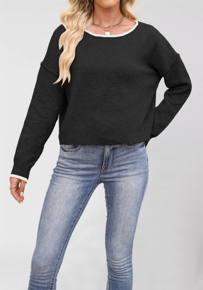 Damen lässiger Pullover mit weitem Schnitt und sanften Texturen Merchesia