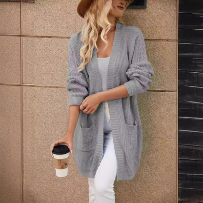 Damen Grobstrickcardigan mit praktischen Taschen und lässigem Schnitt Merchesia